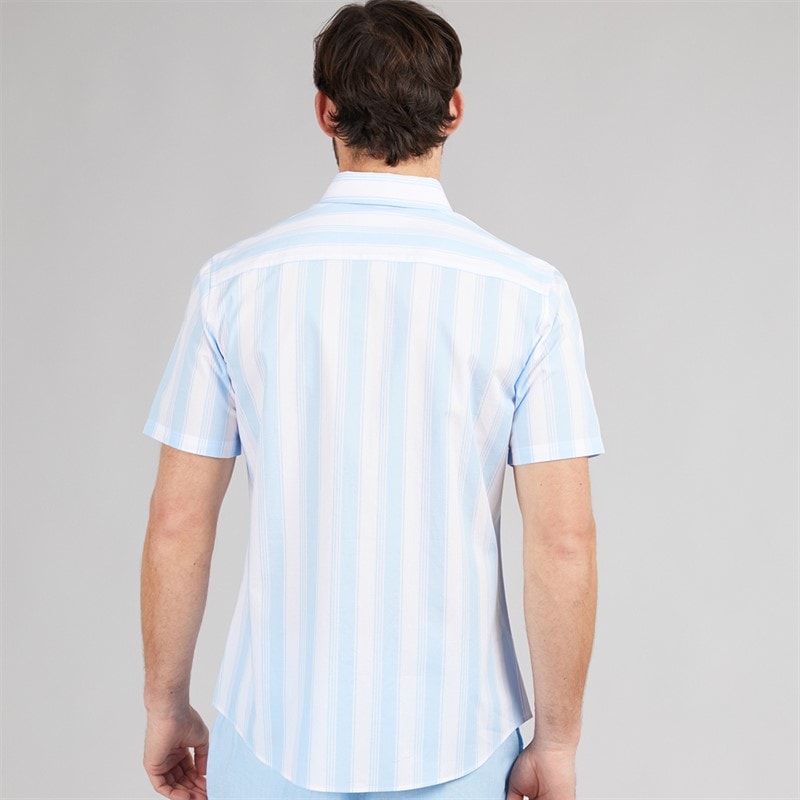 Crew Clothing Mens Short Sleeve Oxford Stripe Shirt Blue Bell/White Blue Bell / White - Image 2
