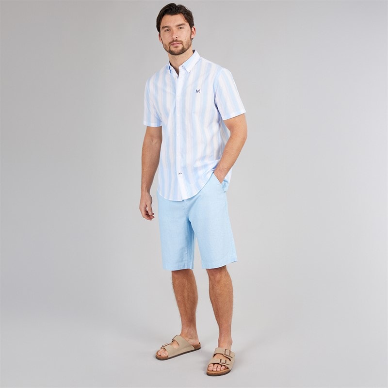 Crew Clothing Mens Short Sleeve Oxford Stripe Shirt Blue Bell/White Blue Bell / White - Image 4