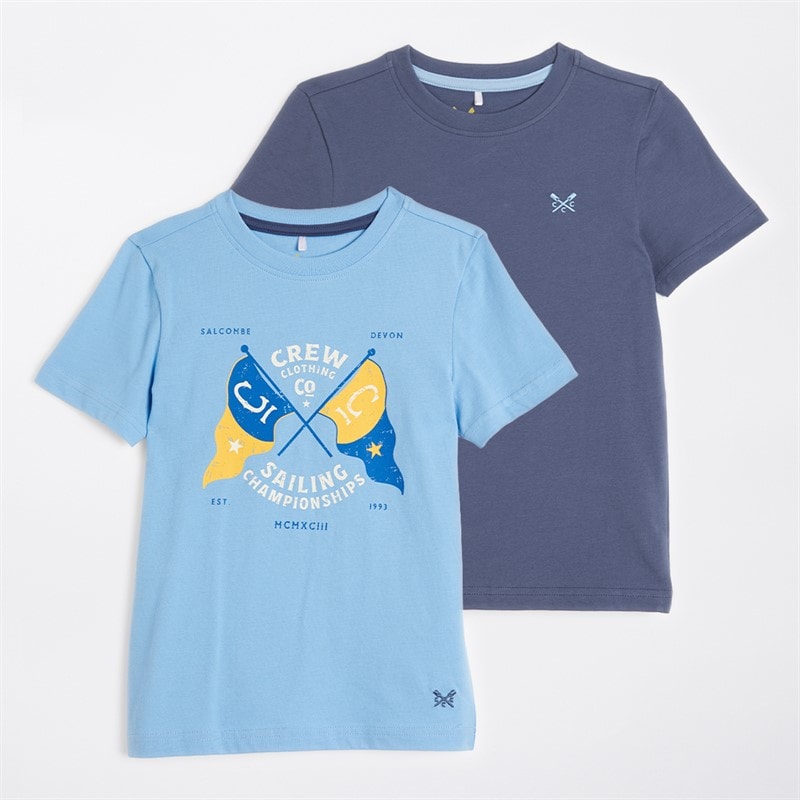 Crew Clothing Boys Two Pack T-Shirts Littleboy Blue/Blue Indigo - Image 1