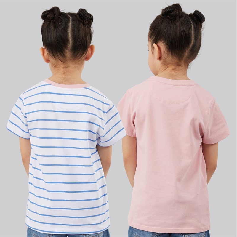 Crew Clothing Girls Two Pack T-Shirts Bright White/Ultra Marine/Coral Blush Bright White + Ultra Marine / Coral Blush - Image 2