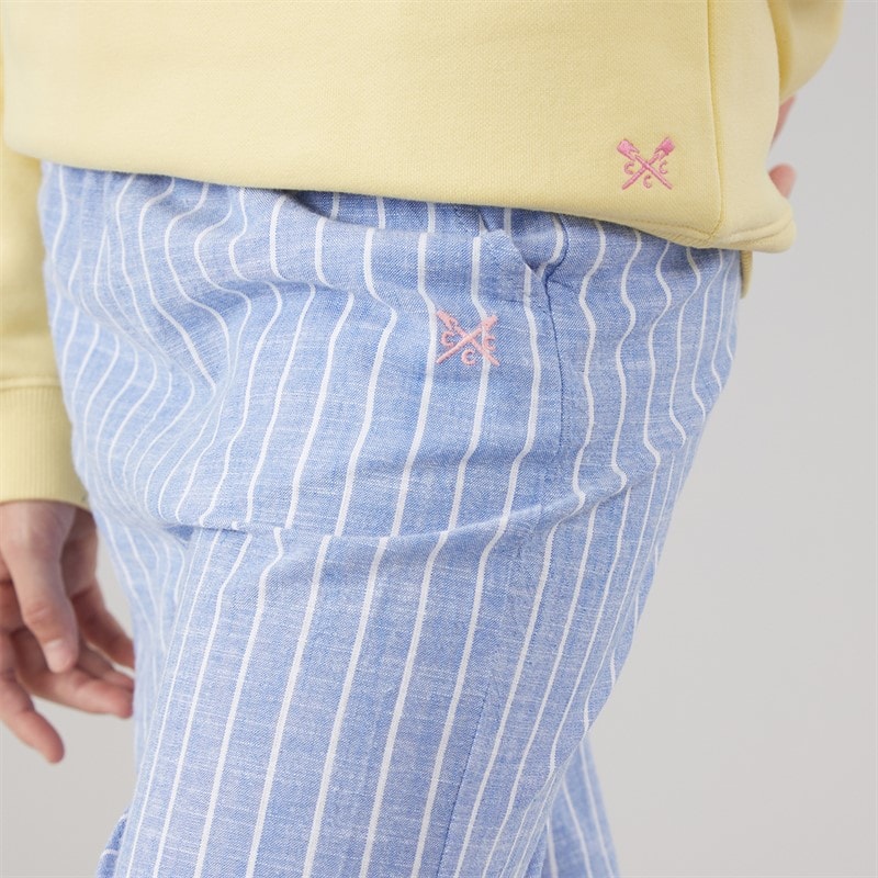 Crew Clothing Girls Stripped Woven Trousers Ultra Marine/Bright White - Image 3