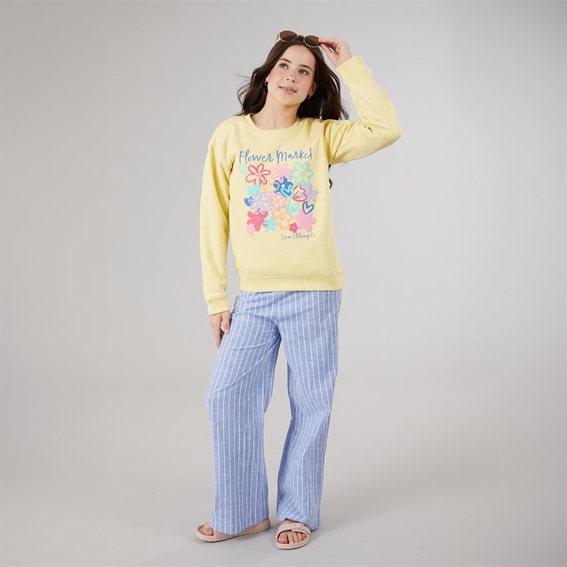 Crew Clothing Girls Stripped Woven Trousers Ultra Marine/Bright White - Image 4