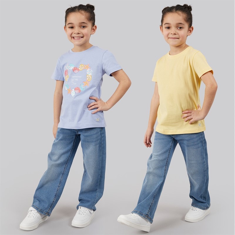 Crew Clothing Girls Two Pack T-Shirts Blue Heron/Mellow Yellow Blue Heron + Mellow Yellow - Image 3