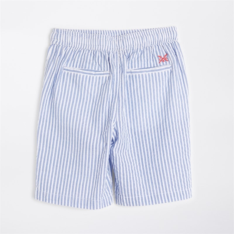 Crew Clothing Boys Searsucker Stripe Shorts Dutch Blue/Snow White Dutch Blue + Snow White - Image 2