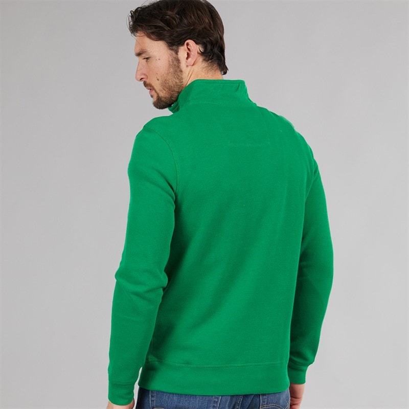 Crew Clothing Mens French Rib 1/2 Zip Sweatshirt Pine Green - Image 2