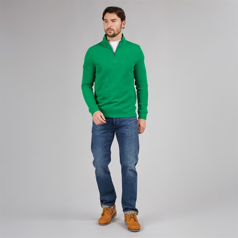 Crew Clothing Mens French Rib 1/2 Zip Sweatshirt Pine Green - Image 4