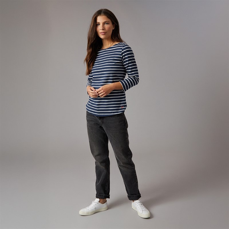 Crew Clothing Womens Breton Long Sleeve Stripe Top Navy/White - Image 4