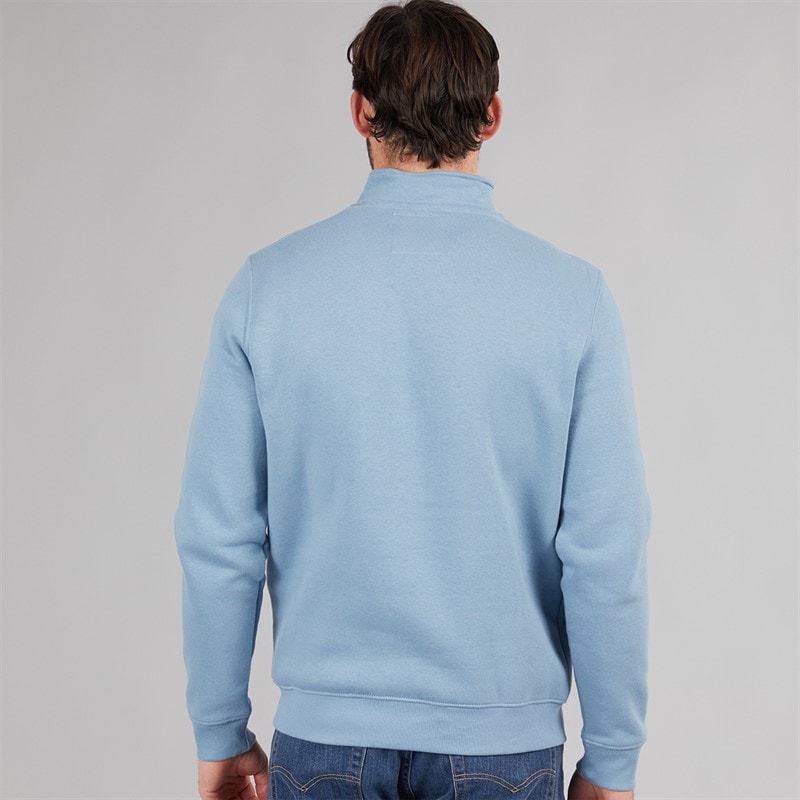 Crew Clothing Mens 1/2 Zip Sweatshirt Faded Denim/Yellow - Image 2