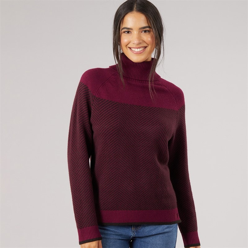 Crew Clothing Womens Jacquard Roll Neck Jumper Beet Red