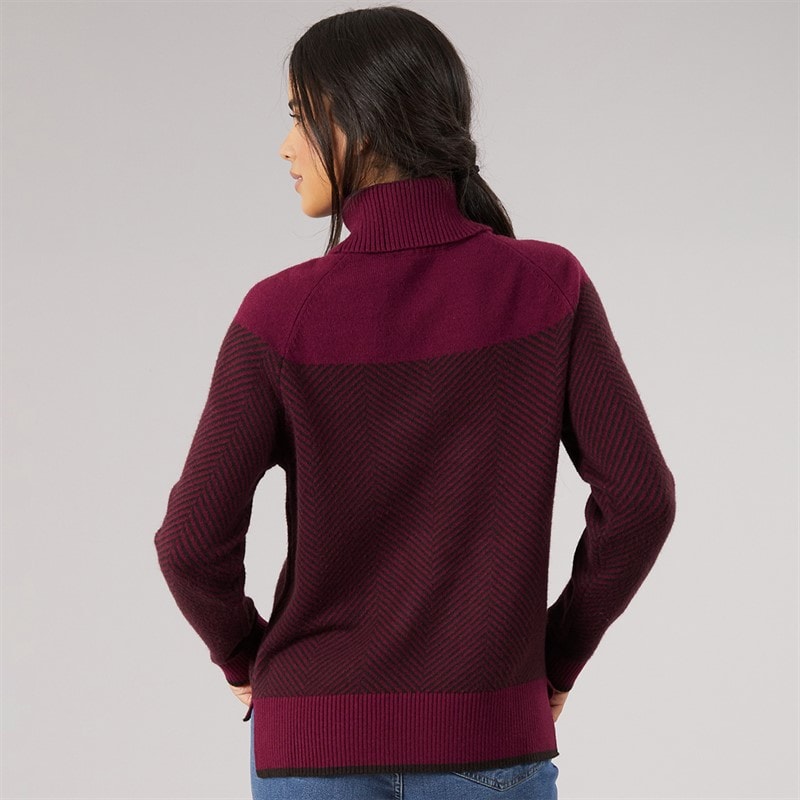 Crew Clothing Womens Jacquard Roll Neck Jumper Beet Red - Image 2