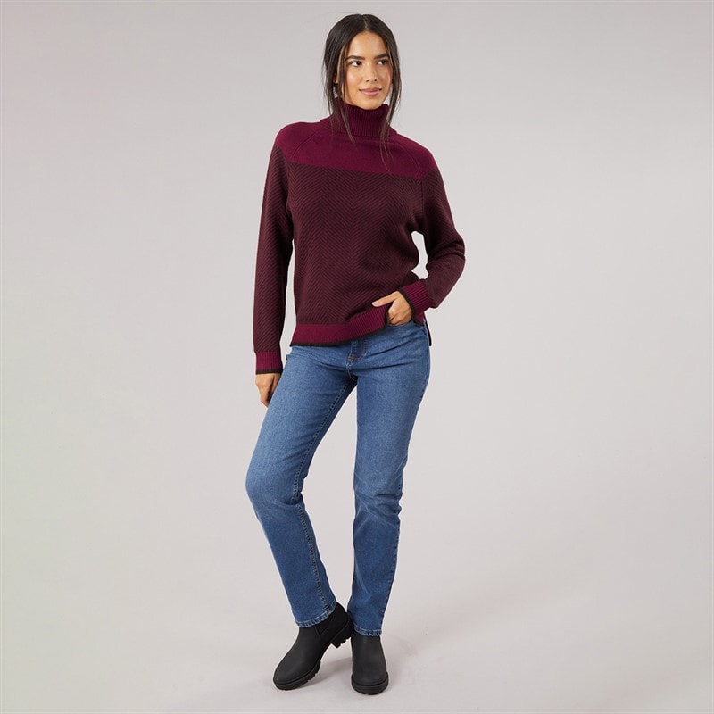 Crew Clothing Womens Jacquard Roll Neck Jumper Beet Red - Image 4