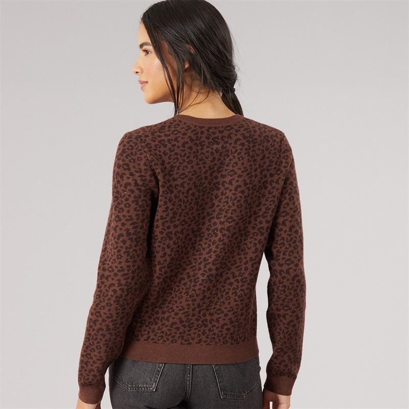 Crew Clothing Womens Jacquard Cardigan Leopard - Image 2