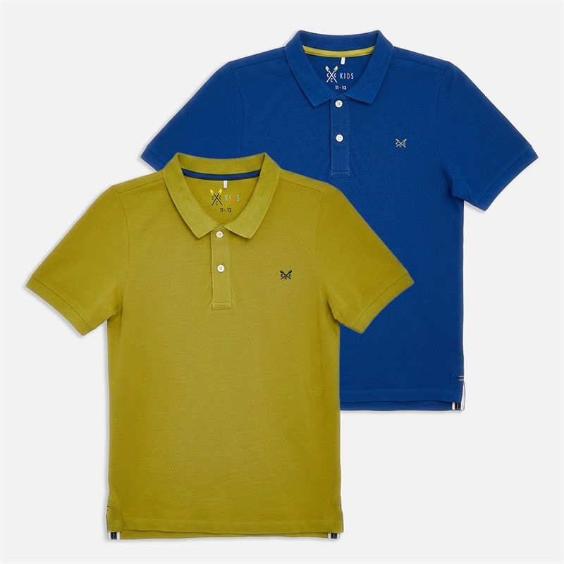 Crew Clothing Boys Two Pack Classic Polo Shirts Bluemoss