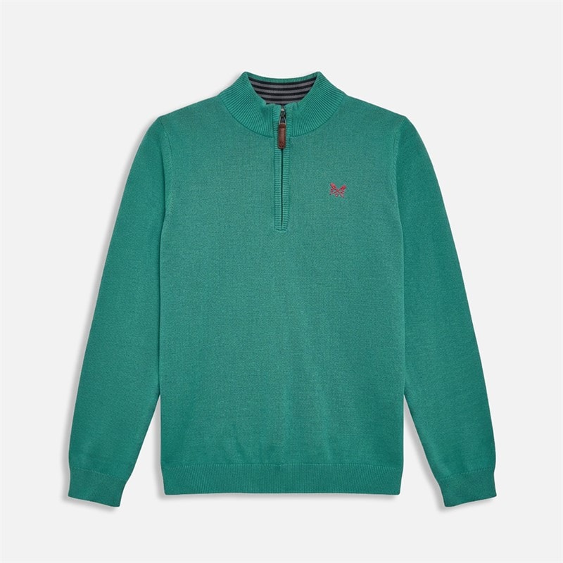 Crew Clothing Boys Half Zip Knitted Jumper Pale Blue - Image 1