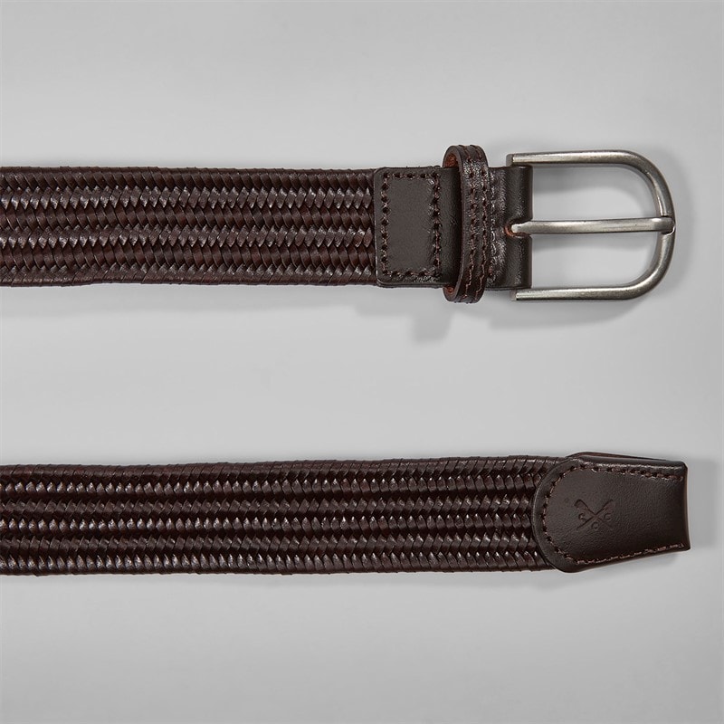 Crew Clothing Mens Woven Stretch Belt Chocolate - Image 2
