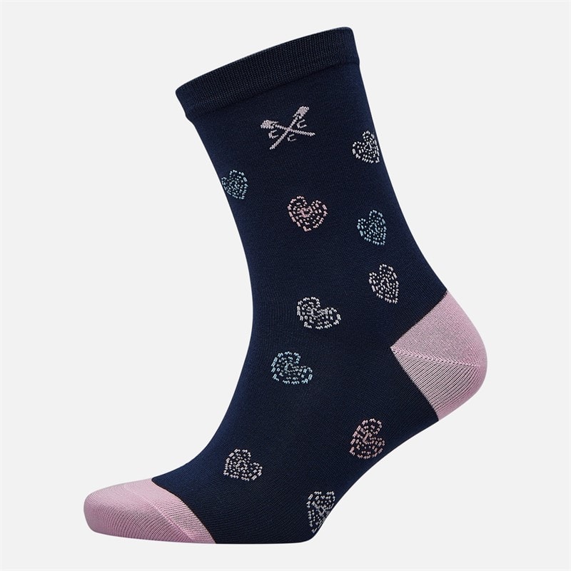 Crew Clothing Womens Three Pack Stripe Heart Socks Pinkblue - Image 4