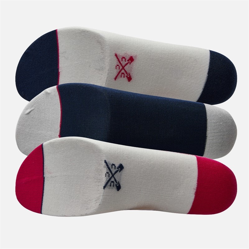 Crew Clothing Womens Three Pack Lobster Socks Navy/Red/Cream Nvyredcrm - Image 2