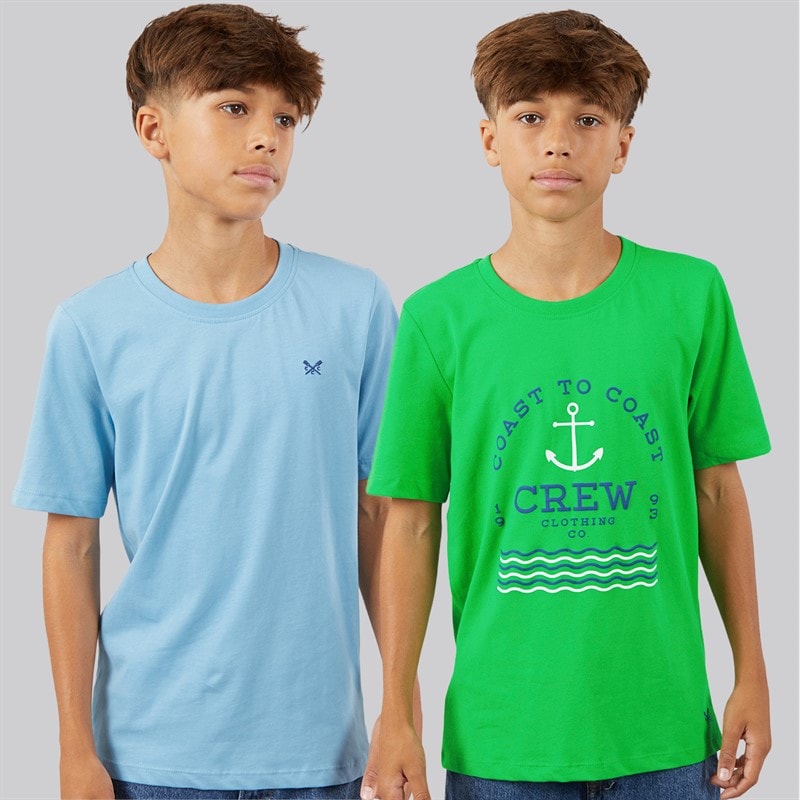 Crew Clothing Boys Two Pack T-Shirts Green/Blue Greenblue