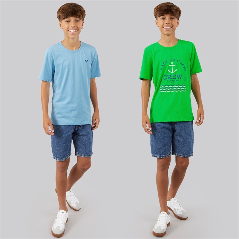 Crew Clothing Boys Two Pack T-Shirts Green/Blue Greenblue - Image 4