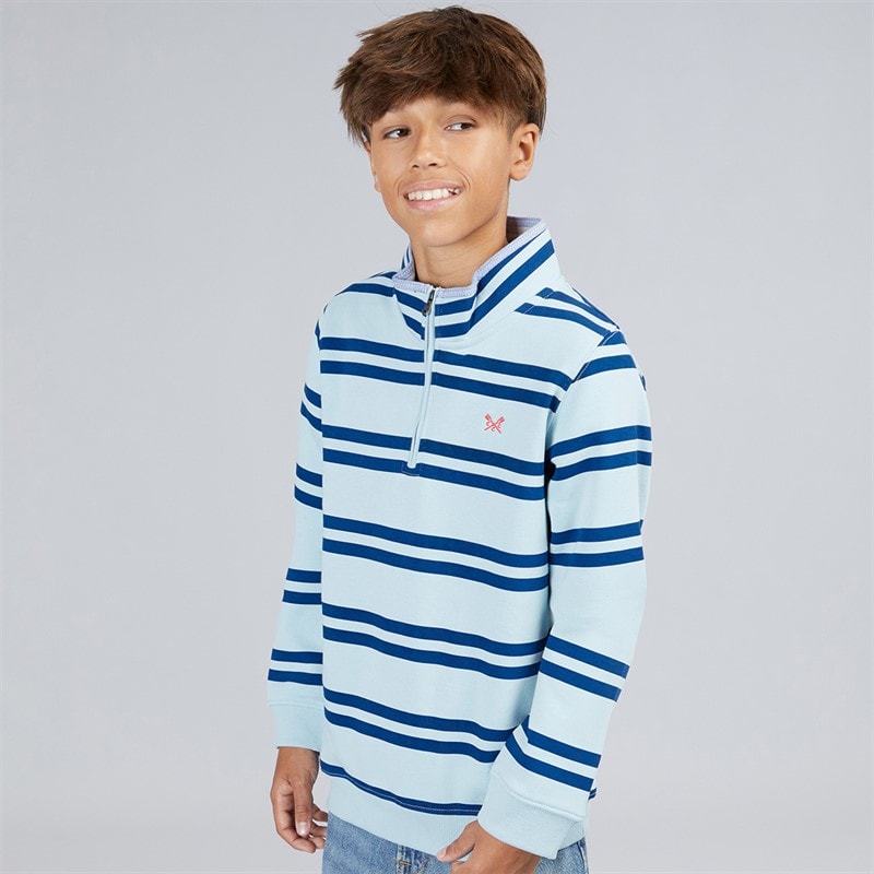 Crew Clothing Boys Half Zip Sweatshirt Blue Multi Bluemulti