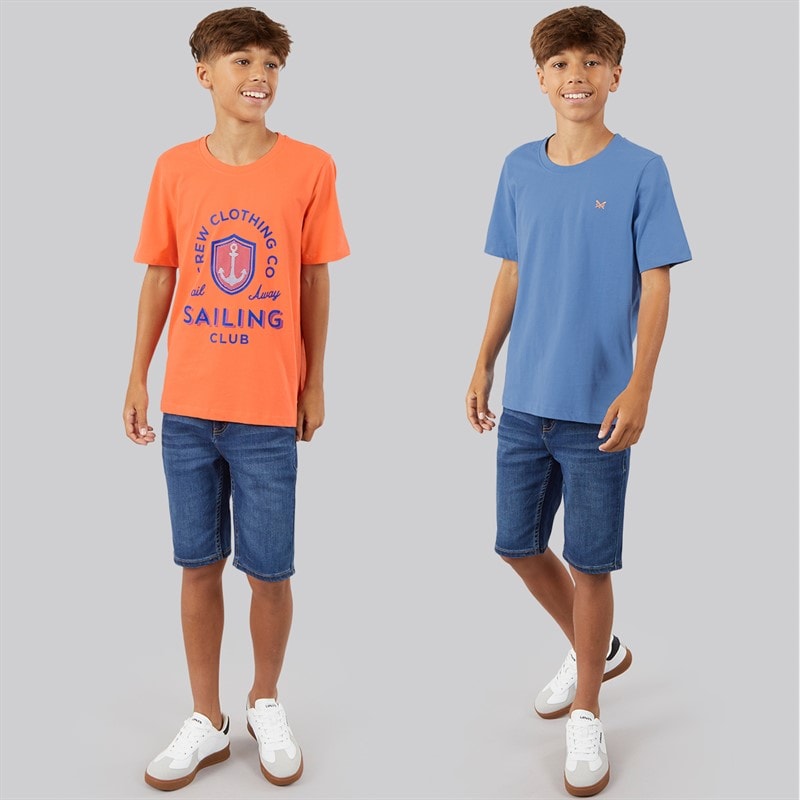 Crew Clothing Boys Two Pack T-Shirts Coral/Blue Coralblue - Image 4