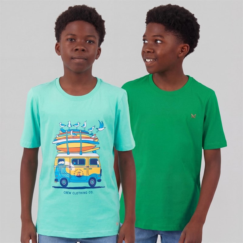 Crew Clothing Boys Two Pack T-Shirts Aqugrn