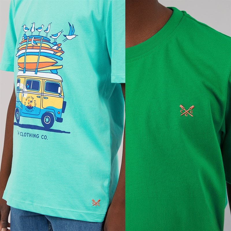 Crew Clothing Boys Two Pack T-Shirts Aqugrn - Image 3