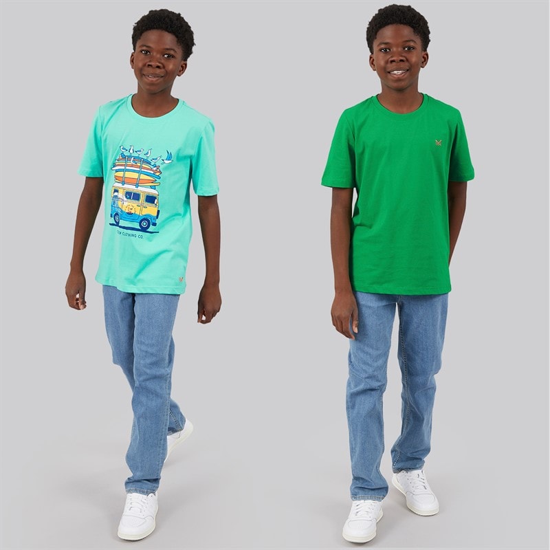 Crew Clothing Boys Two Pack T-Shirts Aqugrn - Image 4