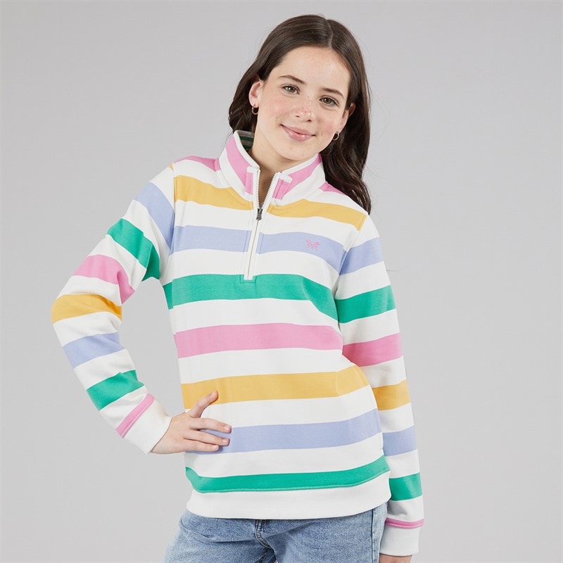 Crew Clothing Girls Half Zip Sweatshirt Rainbow