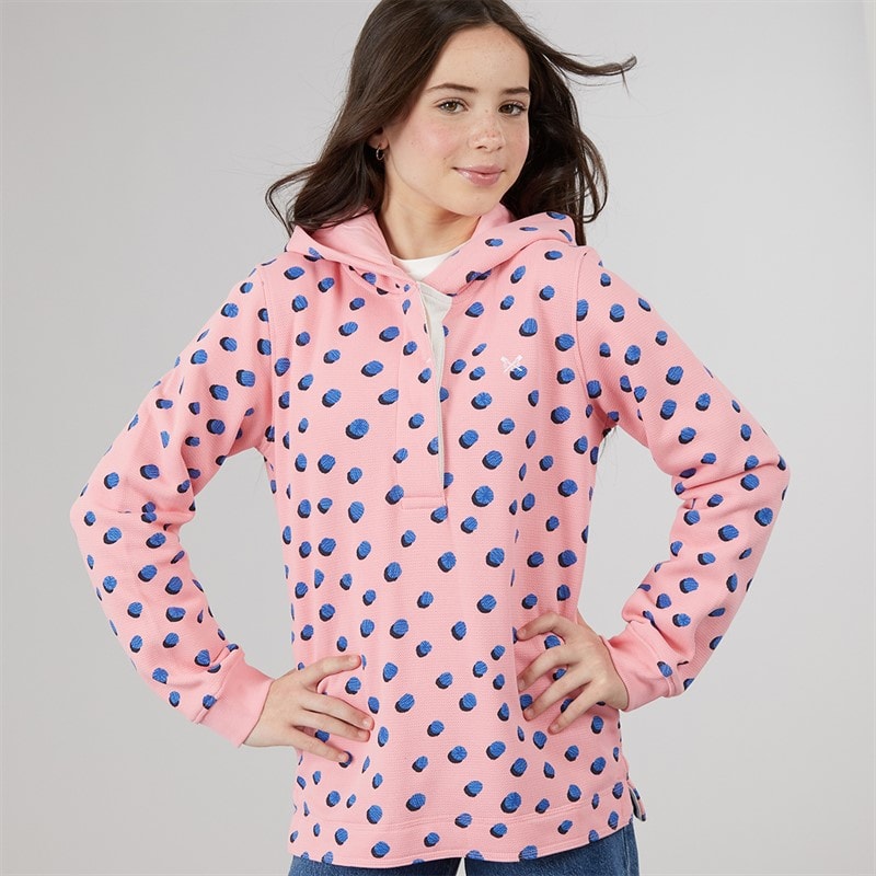 Crew Clothing Girls Padstow Half Zip Hoodie Pink Multi Pinkmulti