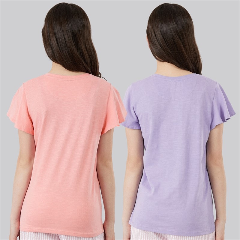 Crew Clothing Girls Two Pack T-Shirts Purple - Image 2