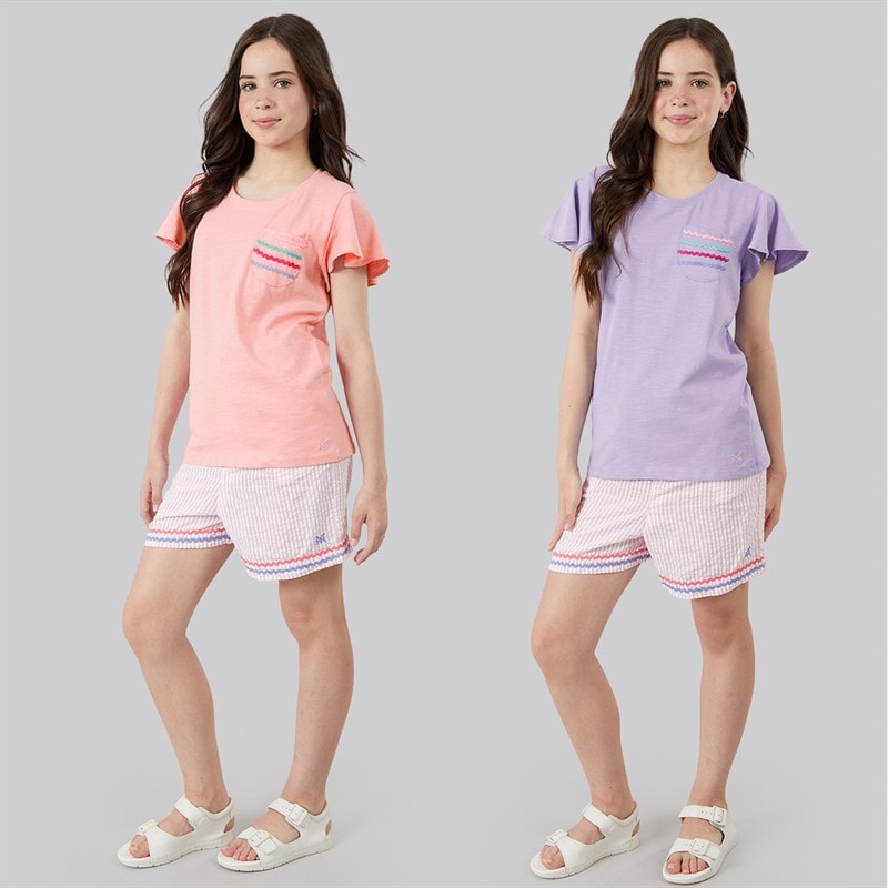 Crew Clothing Girls Two Pack T-Shirts Purple - Image 3