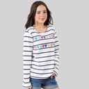 Crew Clothing Girls Brenton Long Sleeve T-Shirt Navy/White Navywhite