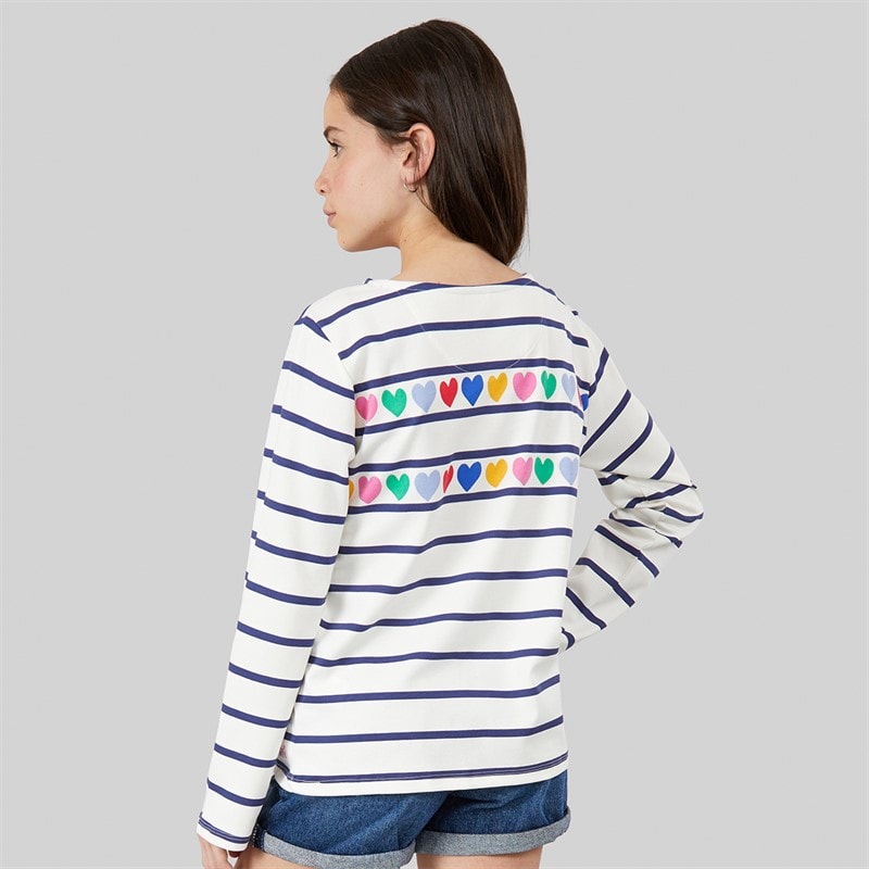 Crew Clothing Girls Brenton Long Sleeve T-Shirt Navy/White Navywhite - Image 2