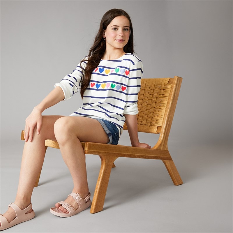 Crew Clothing Girls Brenton Long Sleeve T-Shirt Navy/White Navywhite - Image 3