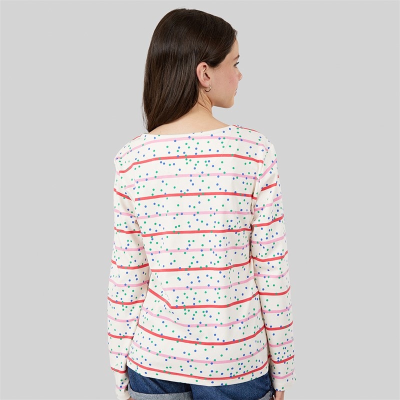 Crew Clothing Girls Brenton Long Sleeve T-Shirt White/Multi Whitemult - Image 2