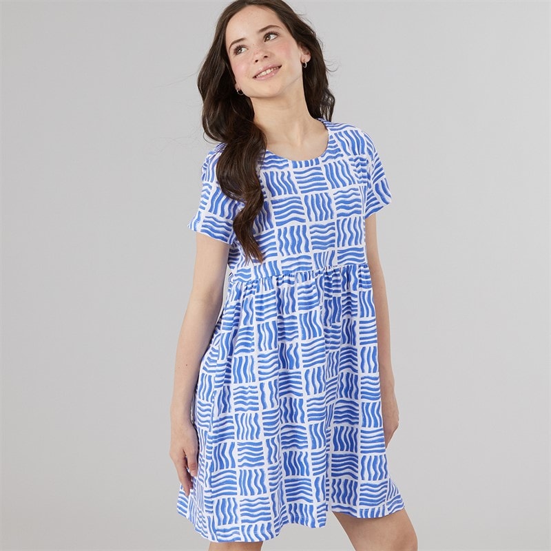 Crew Clothing Girls Everday Dress Blue Multi Bluemulti