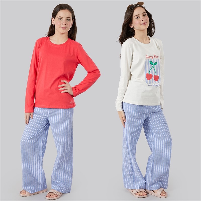 Crew Clothing Girls Two Pack Long Sleeve T-Shirts Coral/Multi Coralmult - Image 3