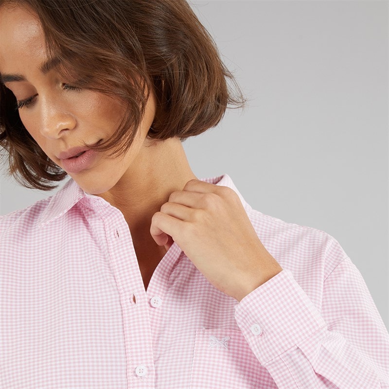 Crew Clothing Womens Crew Relaxed Fit Oxford Shirt Micro Gingham Pink - Image 3