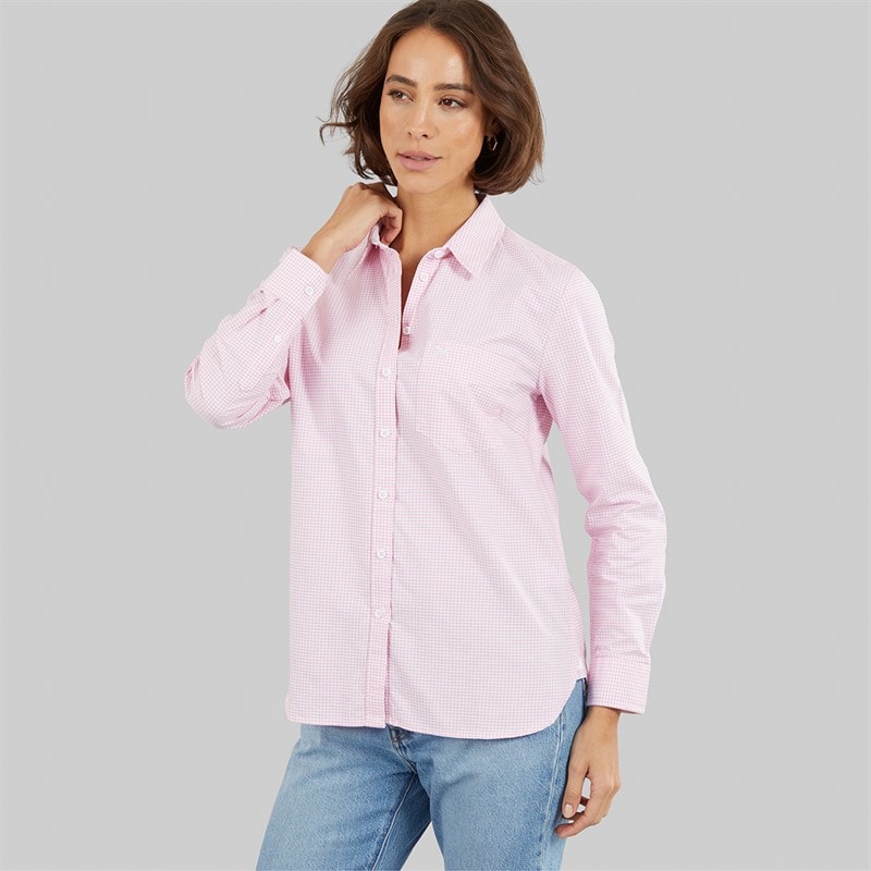 Crew Clothing Womens Crew Relaxed Fit Oxford Shirt Micro Gingham Pink - Image 5