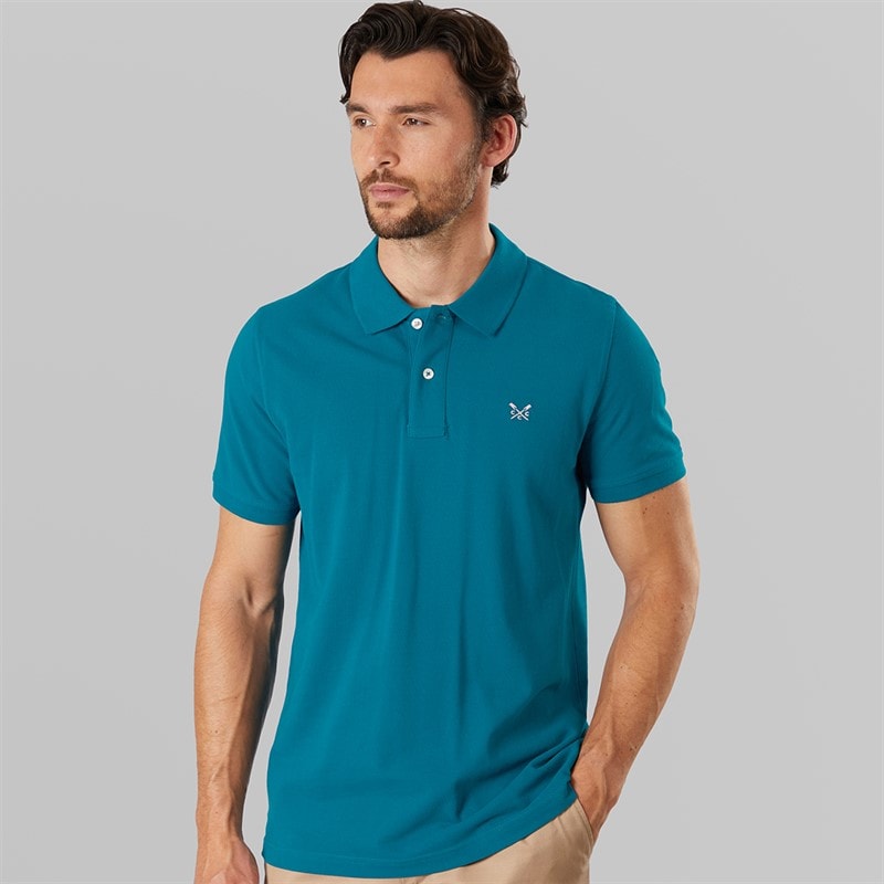 Crew Clothing Mens Melbury Solid Polo Shirt Moroccan Blue - Image 1