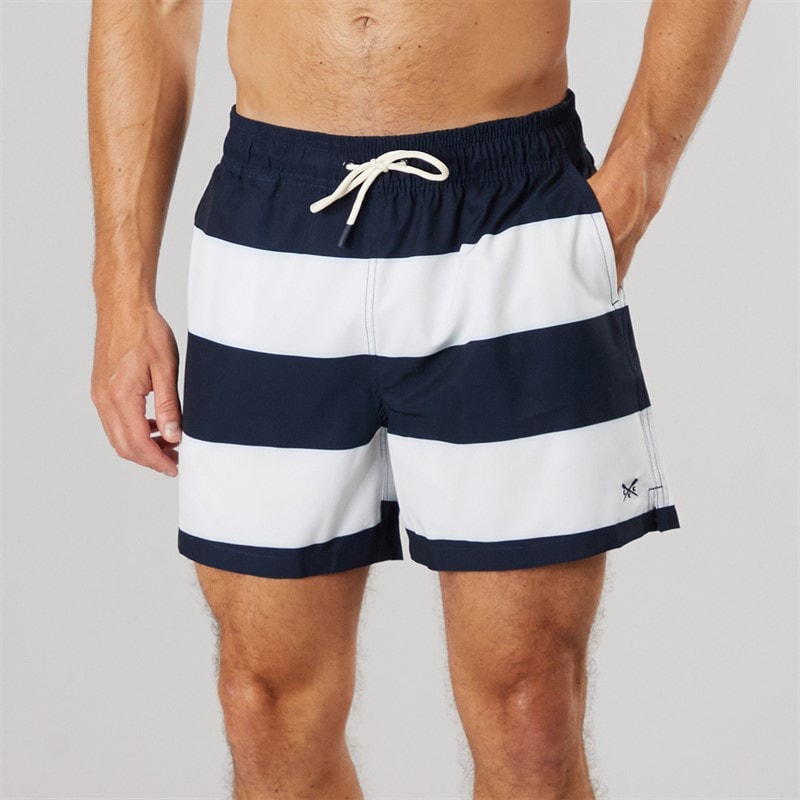 Crew Clothing Mens Heritage Stripe Swim Shorts Heritage Dark Navy/Ecru