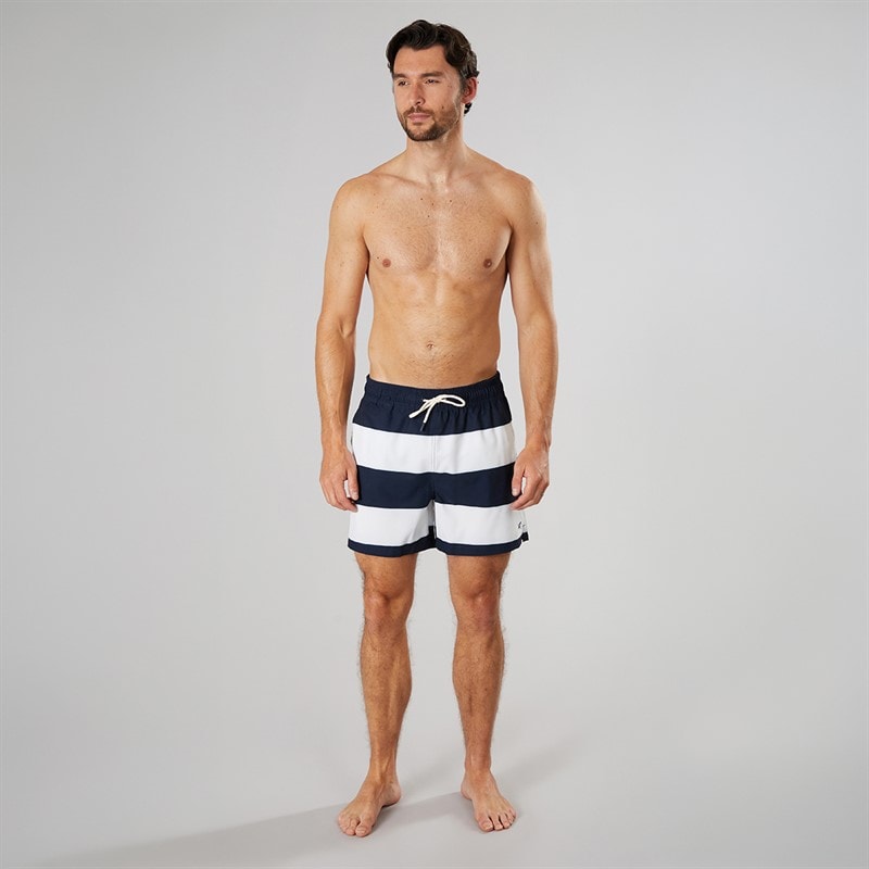 Crew Clothing Mens Heritage Stripe Swim Shorts Heritage Dark Navy/Ecru - Image 3