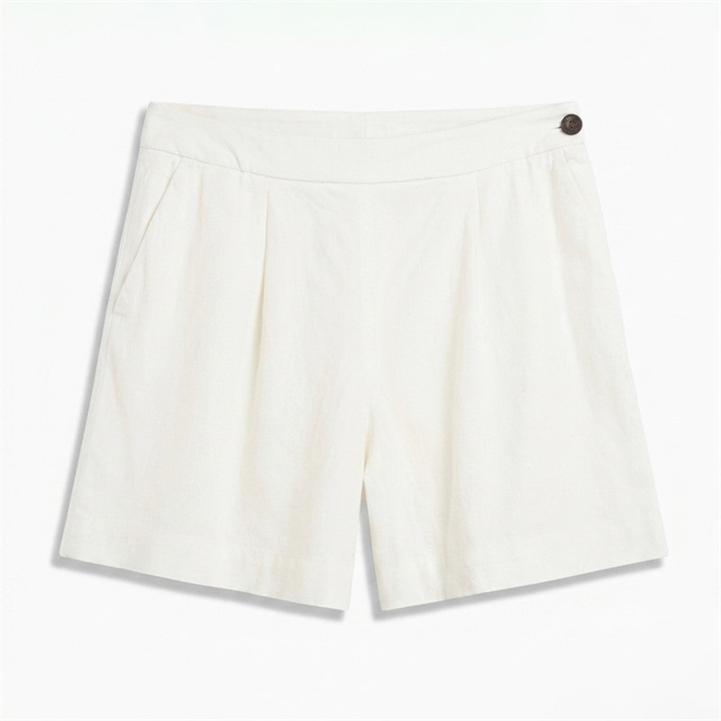 Crew Clothing Womens Wide Leg Shorts White Linen Whtlinen