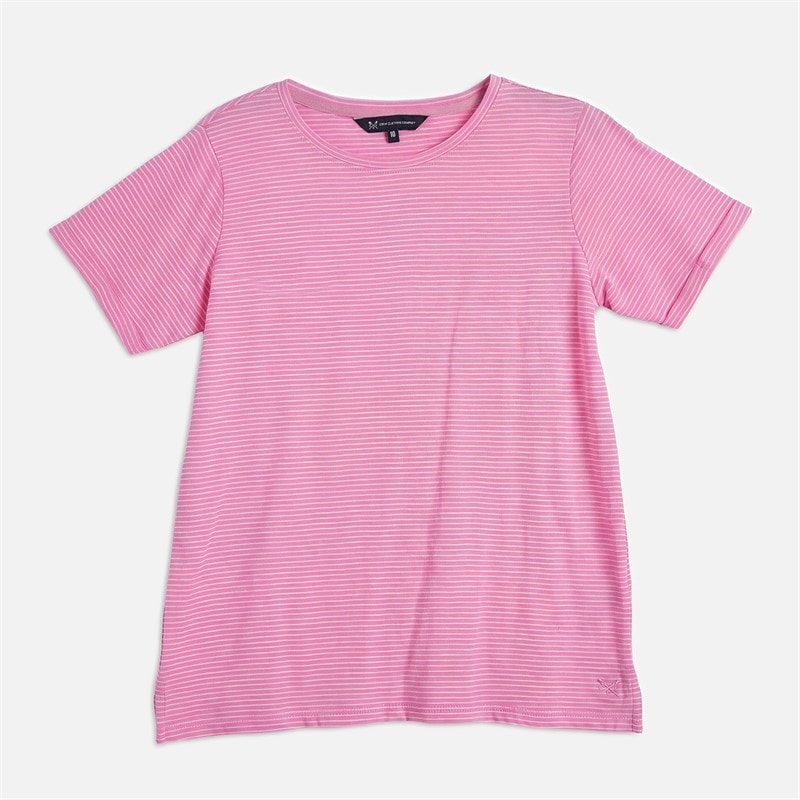 Crew Clothing Womens Slub Stripe T-Shirt Fushpinwh