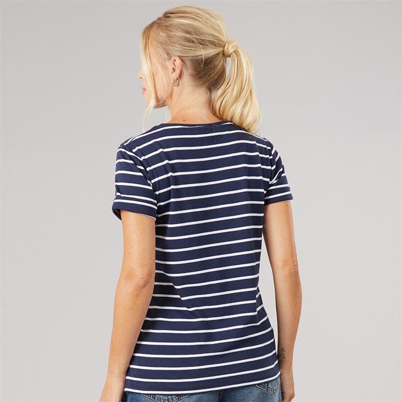 Crew Clothing Womens Crew Stripe Lobster Heart T-Shirt Navwhred - Image 2
