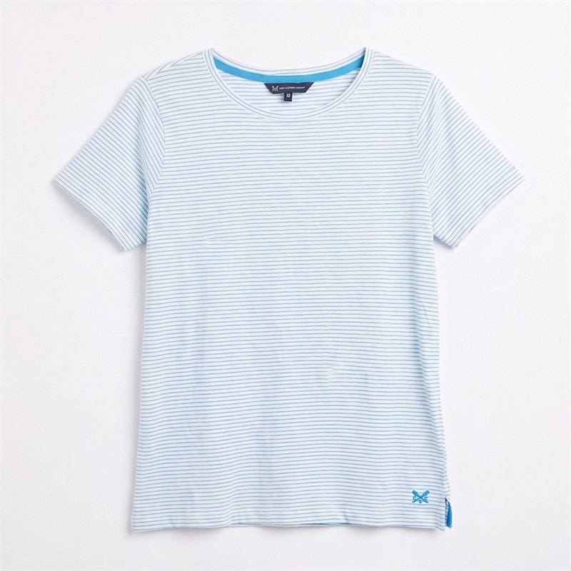 Crew Clothing Womens Slub Stripe T-Shirt White Malibu Whtmalibu