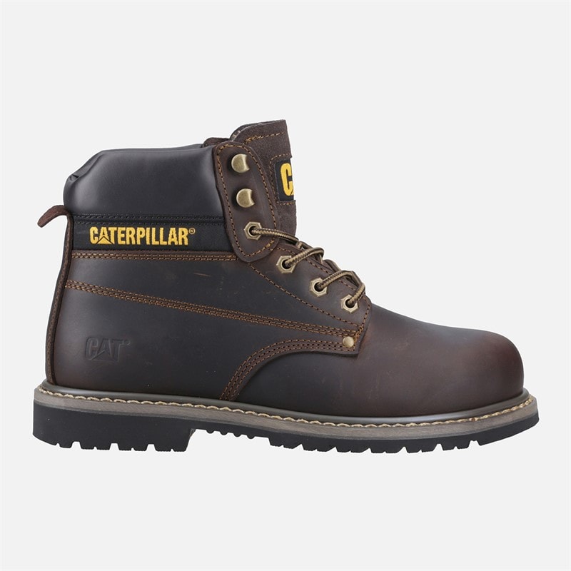 Caterpillar Mens Powerplant SB Safety Boots Brown Waxy Leather
