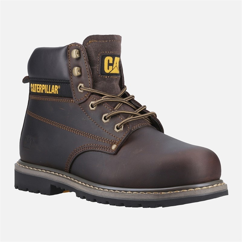 Caterpillar Mens Powerplant SB Safety Boots Brown Waxy Leather - Image 2