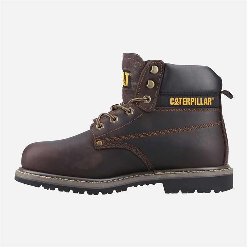 Caterpillar Mens Powerplant SB Safety Boots Brown Waxy Leather - Image 4